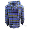 Men Flannel Checked Overshirt Retro Hooded Shirt